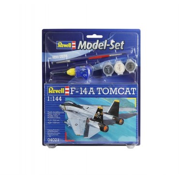 KIT PARA MONTAR REVELL MODEL SET AVIÃO F-14A TOMCAT 1/144 49 PEÇAS COMPLETO COM TINTAS COLA E PINCEL REV 64021